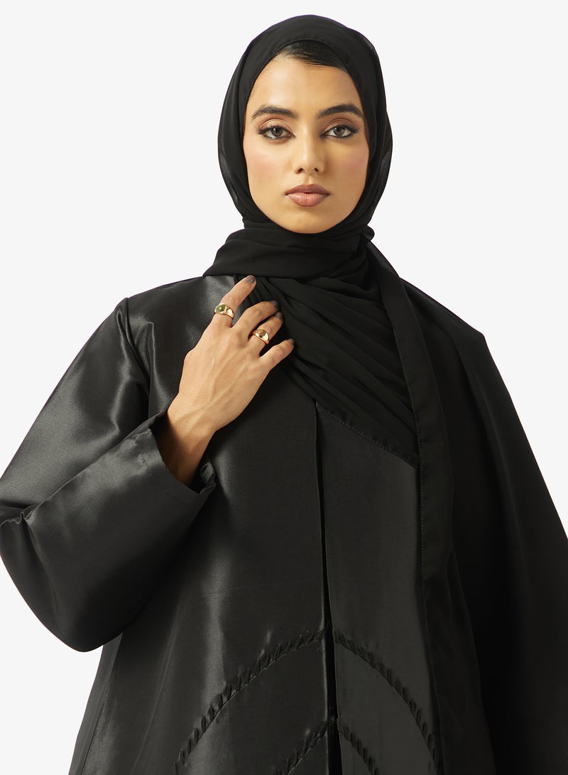 hayas closet Black Embellished Abaya With Sheila - Image 3